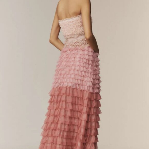 BHLDN Juliet Strapless Tulle Ruffle Midi Dress - Picture 2 of 3